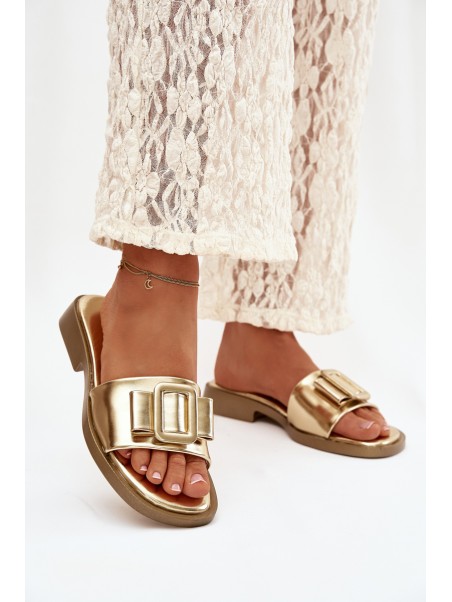 Women's Flat Sandals with Gold Buckle Melivra