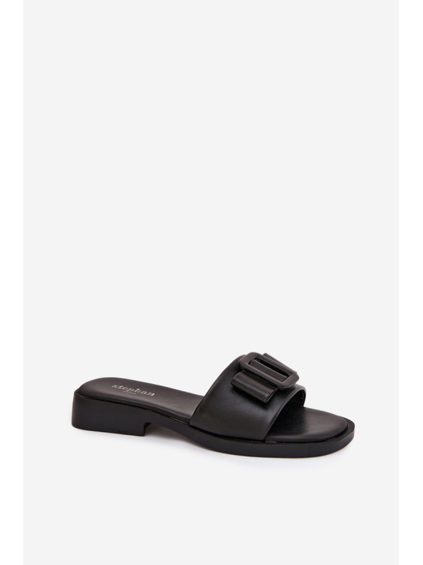 Women's Flat Sandals with Buckle Black Melivra