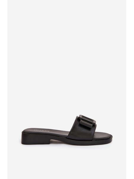 Women's Flat Sandals with Buckle Black Melivra