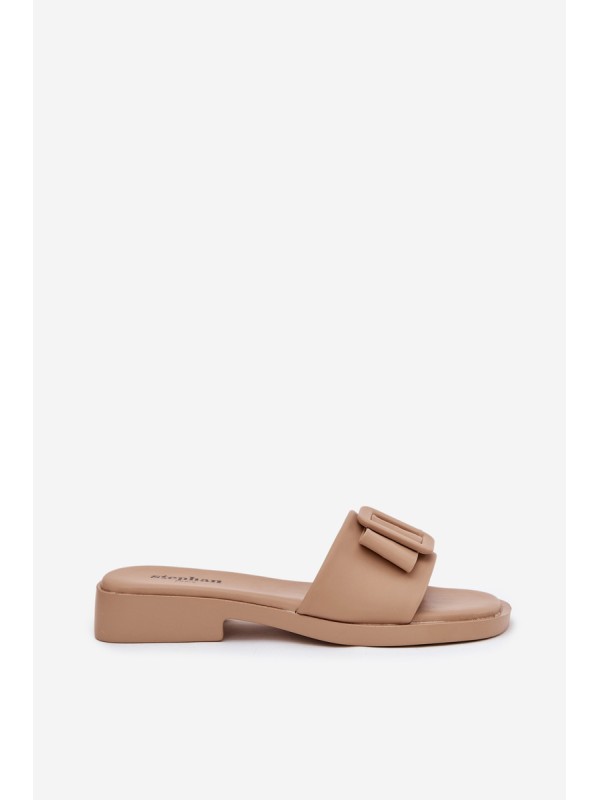 Women's flat sandals with buckle beige Melivra