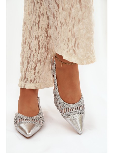 Women's Sandals With Weaving On Block Silver Nivorra