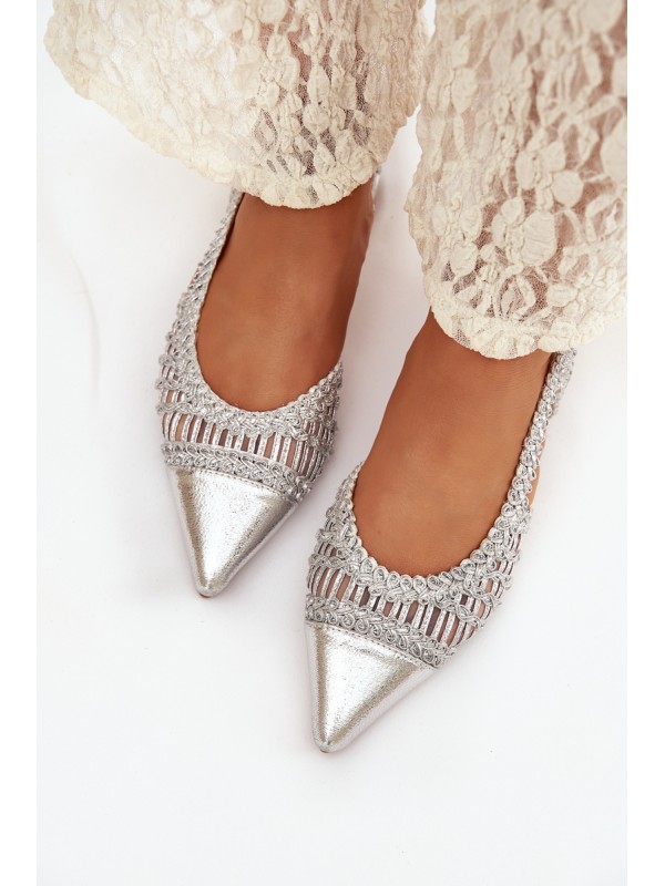 Women's Sandals With Weaving On Block Silver Nivorra