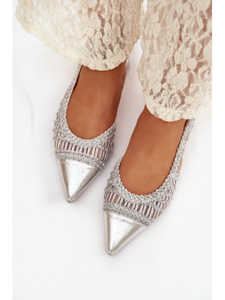 Women's Sandals With Weaving On Block Silver Nivorra