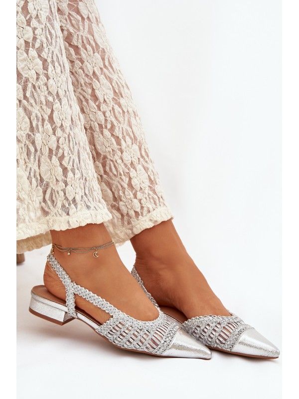 Women's Sandals With Weaving On Block Silver Nivorra