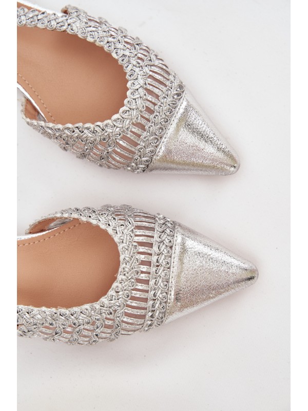 Women's Sandals With Weaving On Block Silver Nivorra