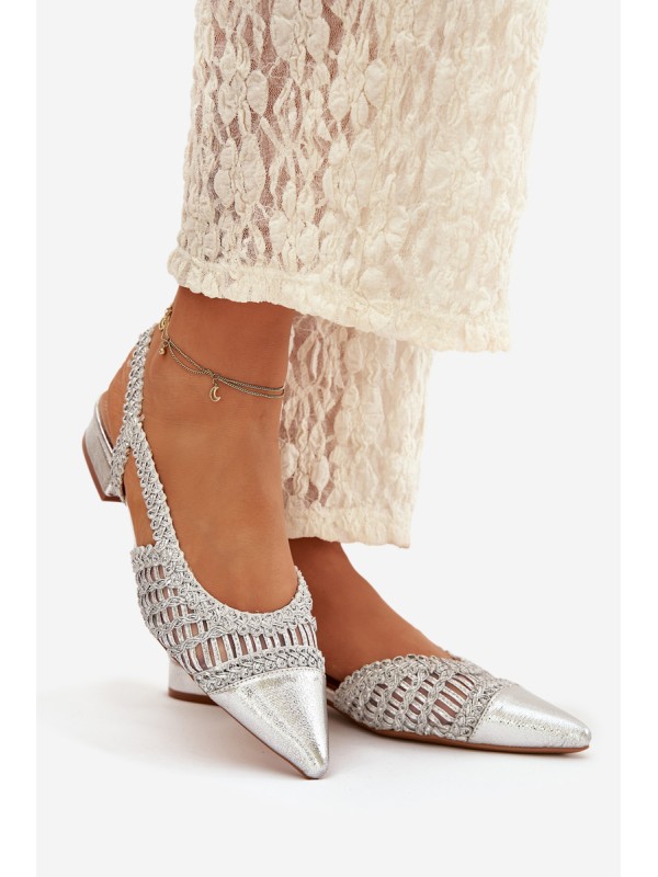 Women's Sandals With Weaving On Block Silver Nivorra