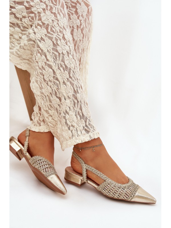 Women's Sandals With Braided Block Gold Nivorra