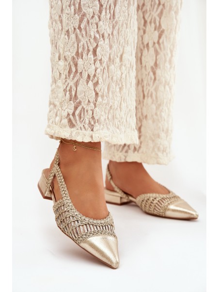 Women's Sandals With Braided Block Gold Nivorra