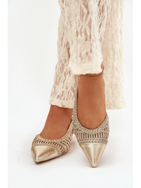 Women's Sandals With Braided Block Gold Nivorra