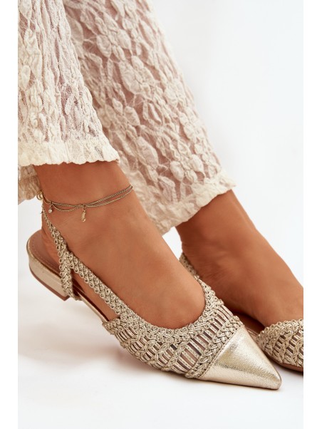 Women's Sandals With Braided Block Gold Nivorra