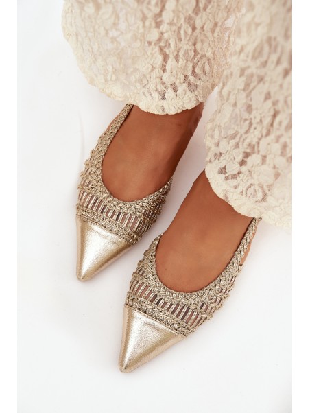 Women's Sandals With Braided Block Gold Nivorra