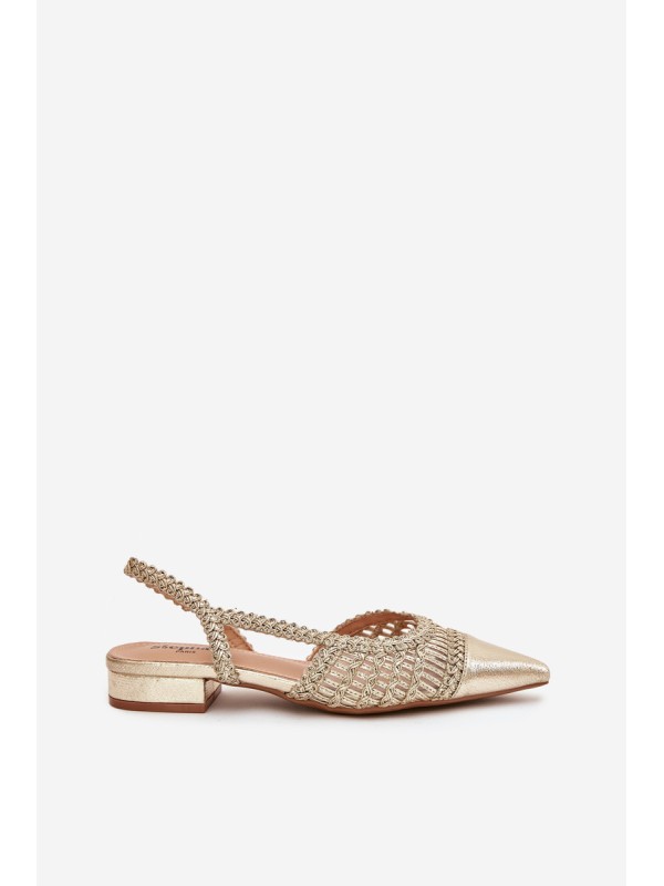 Women's Sandals With Braided Block Gold Nivorra