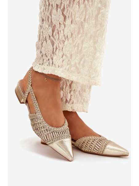 Women's Sandals With Braided Block Gold Nivorra