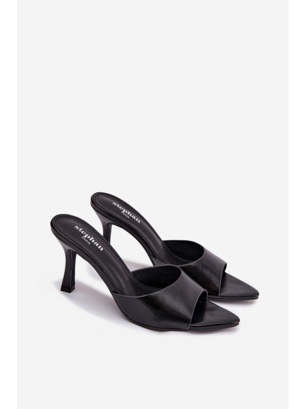 Lacquered Women's Heeled Sandals Black Lirissa