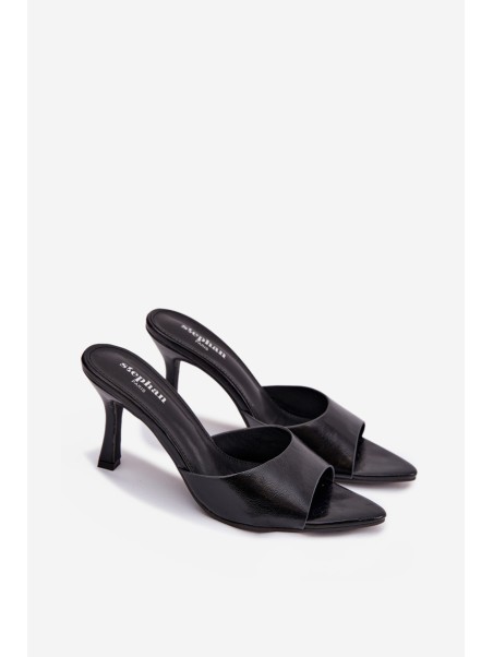 Lacquered Women's Heeled Sandals Black Lirissa