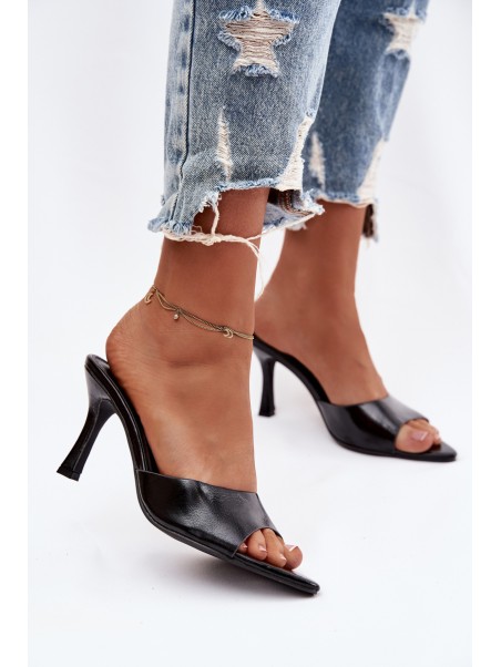 Lacquered Women's Heeled Sandals Black Lirissa
