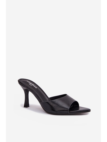 Lacquered Women's Heeled Sandals Black Lirissa