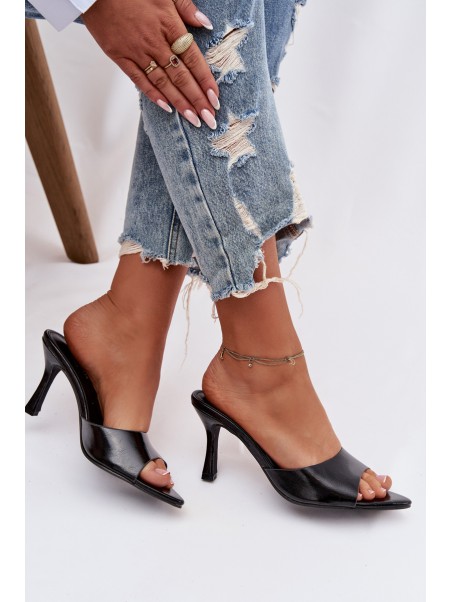 Lacquered Women's Heeled Sandals Black Lirissa