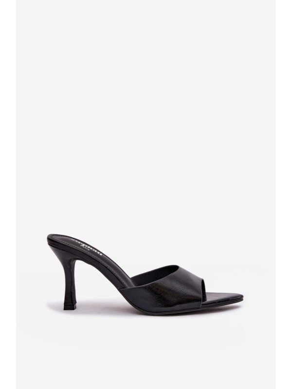 Lacquered Women's Heeled Sandals Black Lirissa