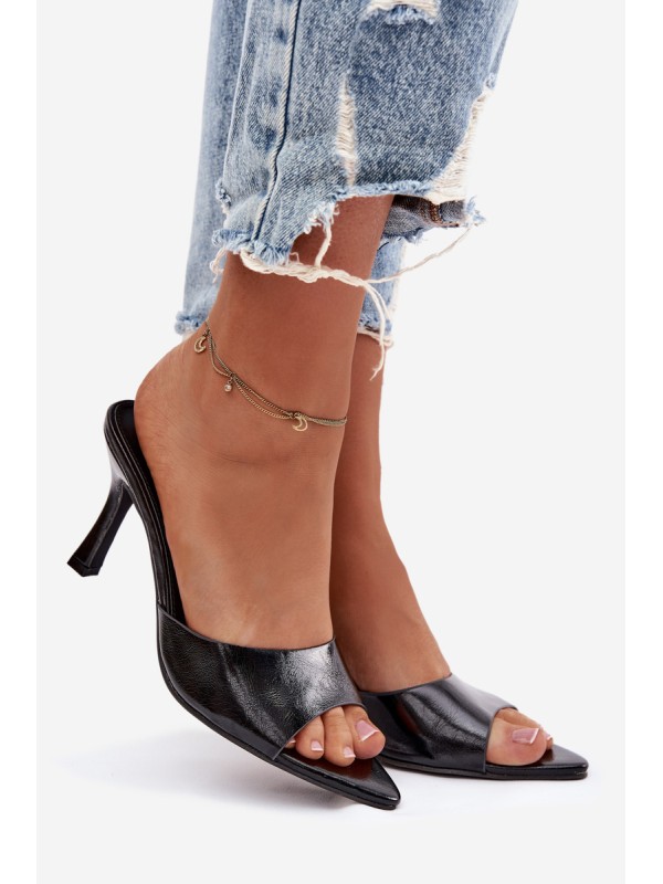 Lacquered Women's Heeled Sandals Black Lirissa