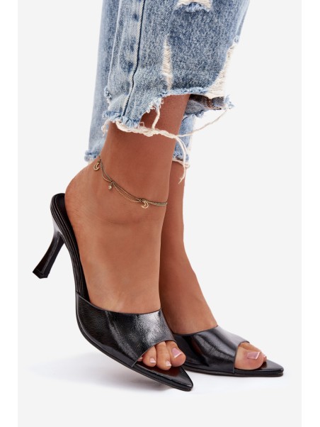 Lacquered Women's Heeled Sandals Black Lirissa