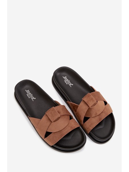 Women's Eco Suede Slippers with Straps Brown Marivessa