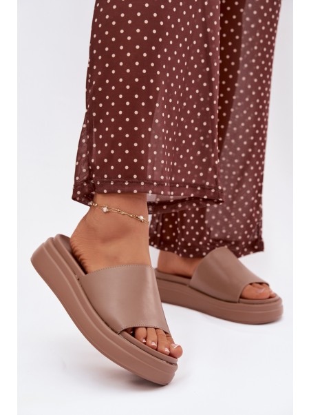 Women's Platform Slides Dark Beige Tanelisse