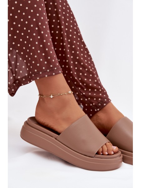 Women's Platform Slides Dark Beige Tanelisse