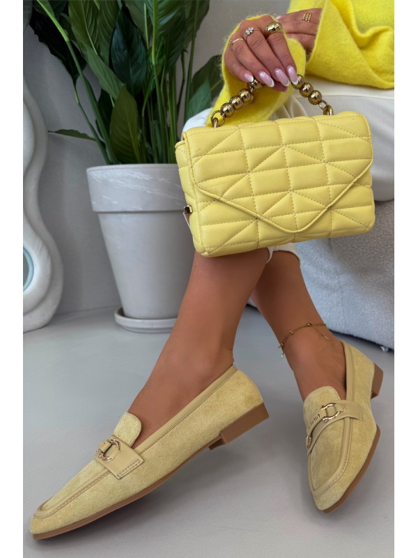 Women s Loafers Moccasins with Decorative Element Yellow Evelora