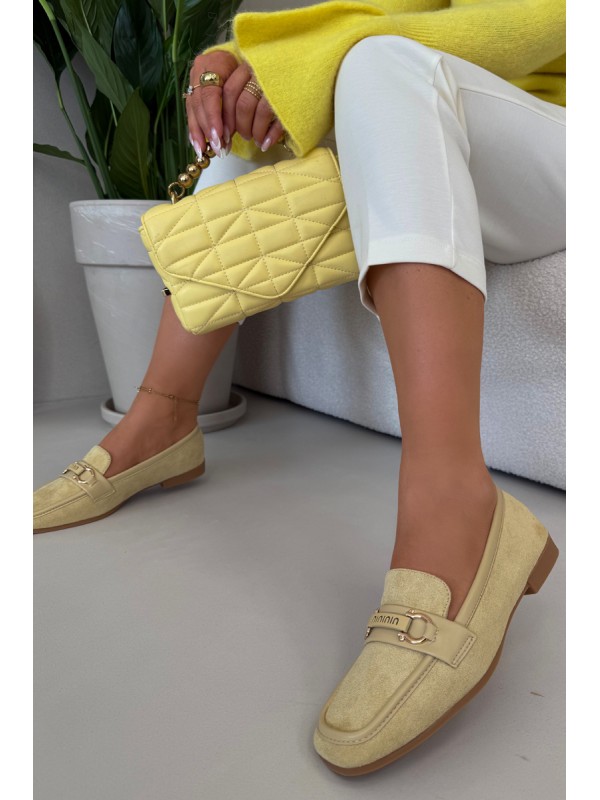 Women s Loafers Moccasins with Decorative Element Yellow Evelora
