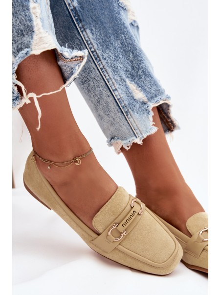 Women s Loafers Moccasins with Decorative Element Yellow Evelora