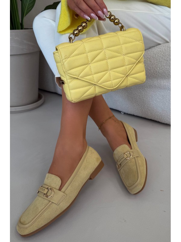Women s Loafers Moccasins with Decorative Element Yellow Evelora