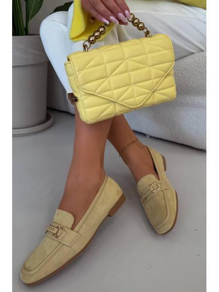 Women s Loafers Moccasins with Decorative Element Yellow Evelora