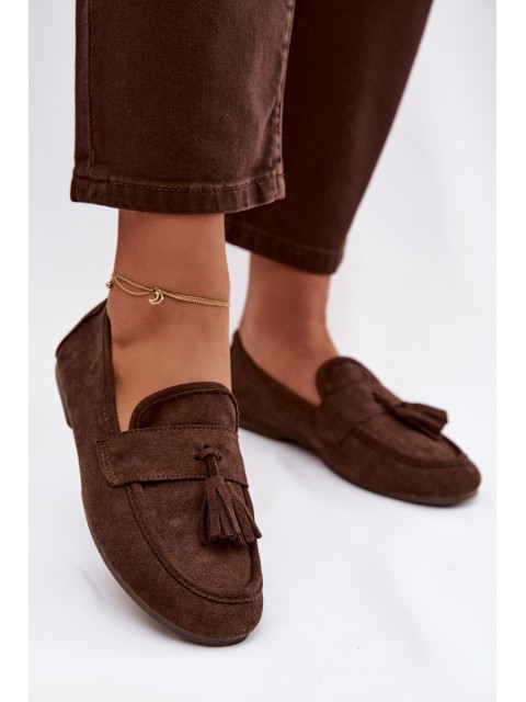 Women's Flat Loafers with Fringes Chocolate Marilisse