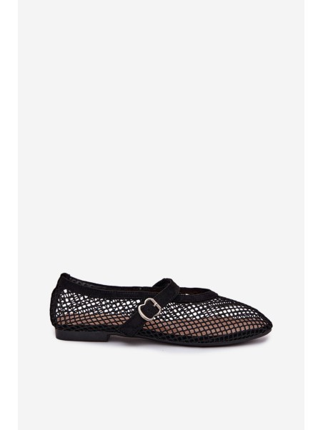 Mesh Ballerinas with Strap Black Pherina