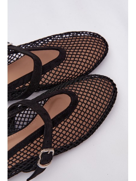 Mesh Ballerinas with Strap Black Pherina