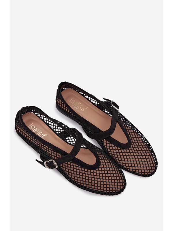 Mesh Ballerinas with Strap Black Pherina