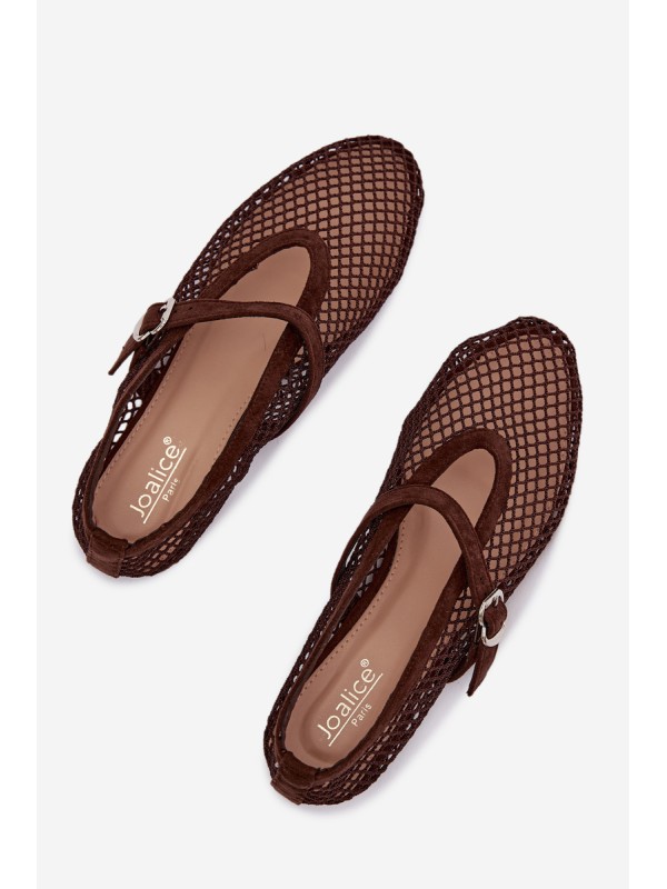 Mesh Ballerinas with Strap Chocolate Pherina