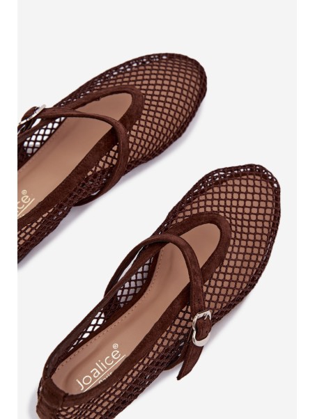 Mesh Ballerinas with Strap Chocolate Pherina
