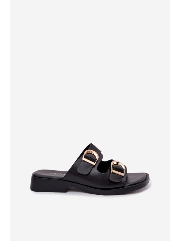 Women's Slippers With Golden Clamps Black Danelle