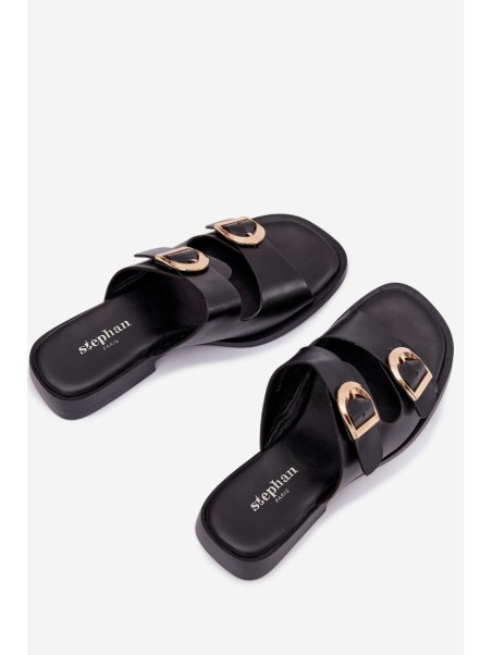 Women's Slippers With Golden Clamps Black Danelle