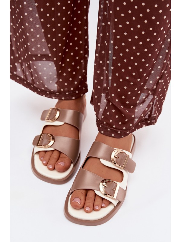 Damen slippers with gold clips Beige Danelle