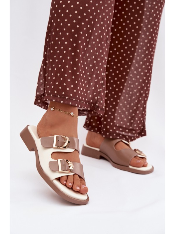 Damen slippers with gold clips Beige Danelle 2