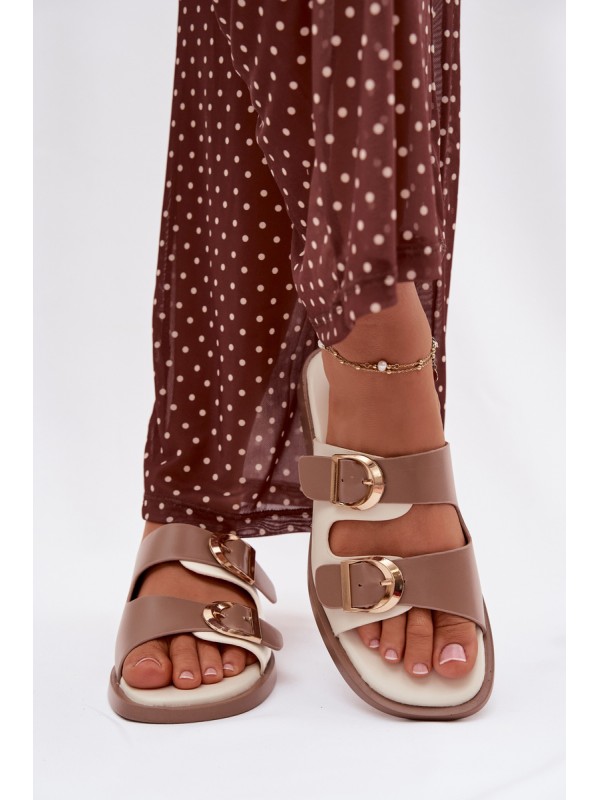 Damen slippers with gold clips Beige Danelle