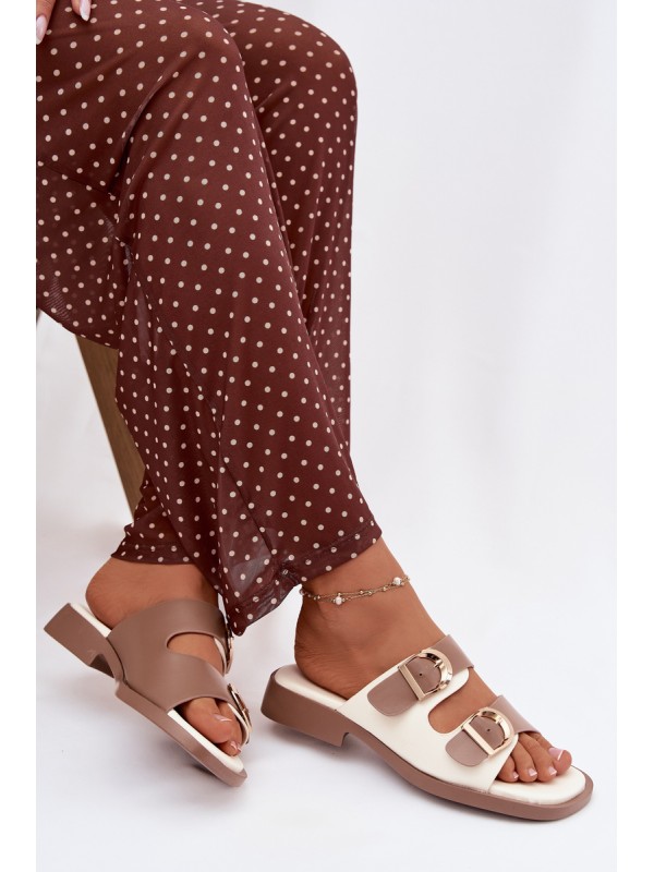 Damen slippers with gold clips Beige Danelle