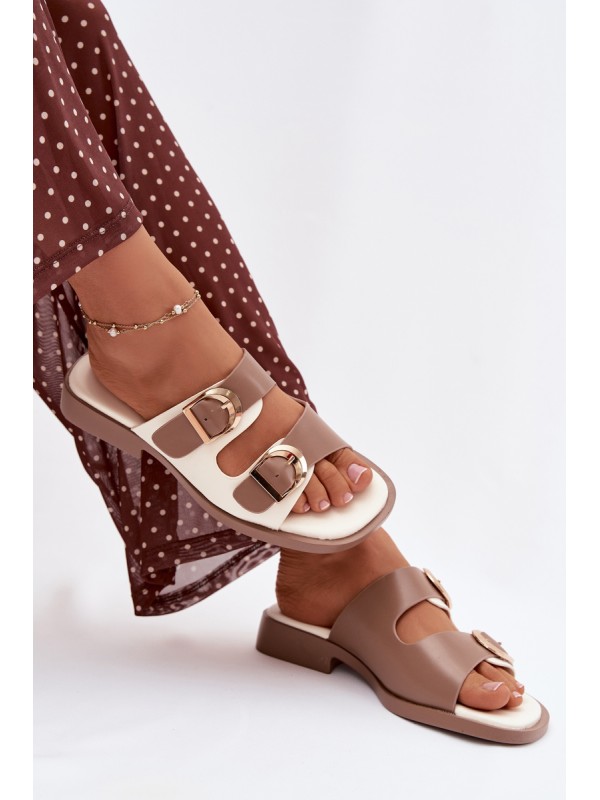 Damen slippers with gold clips Beige Danelle