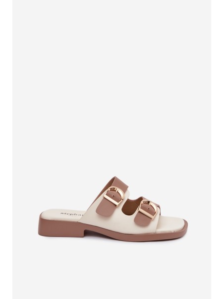 Damen slippers with gold clips Beige Danelle