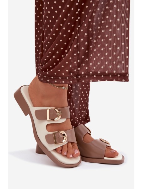 Damen slippers with gold clips Beige Danelle