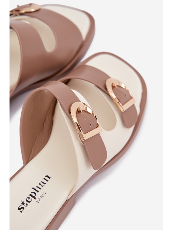 Damen slippers with gold clips Beige Danelle