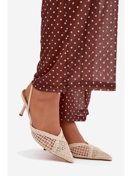 Woven Sandals on Stiletto Light Beige Hanelis